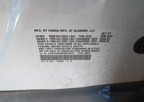 2017 Honda Pilot Elite из США, поврежденный, VIN 5FNYF6H05HB019570